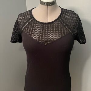 Torrid Black Embellished Fitted Short Sleeve Blouse